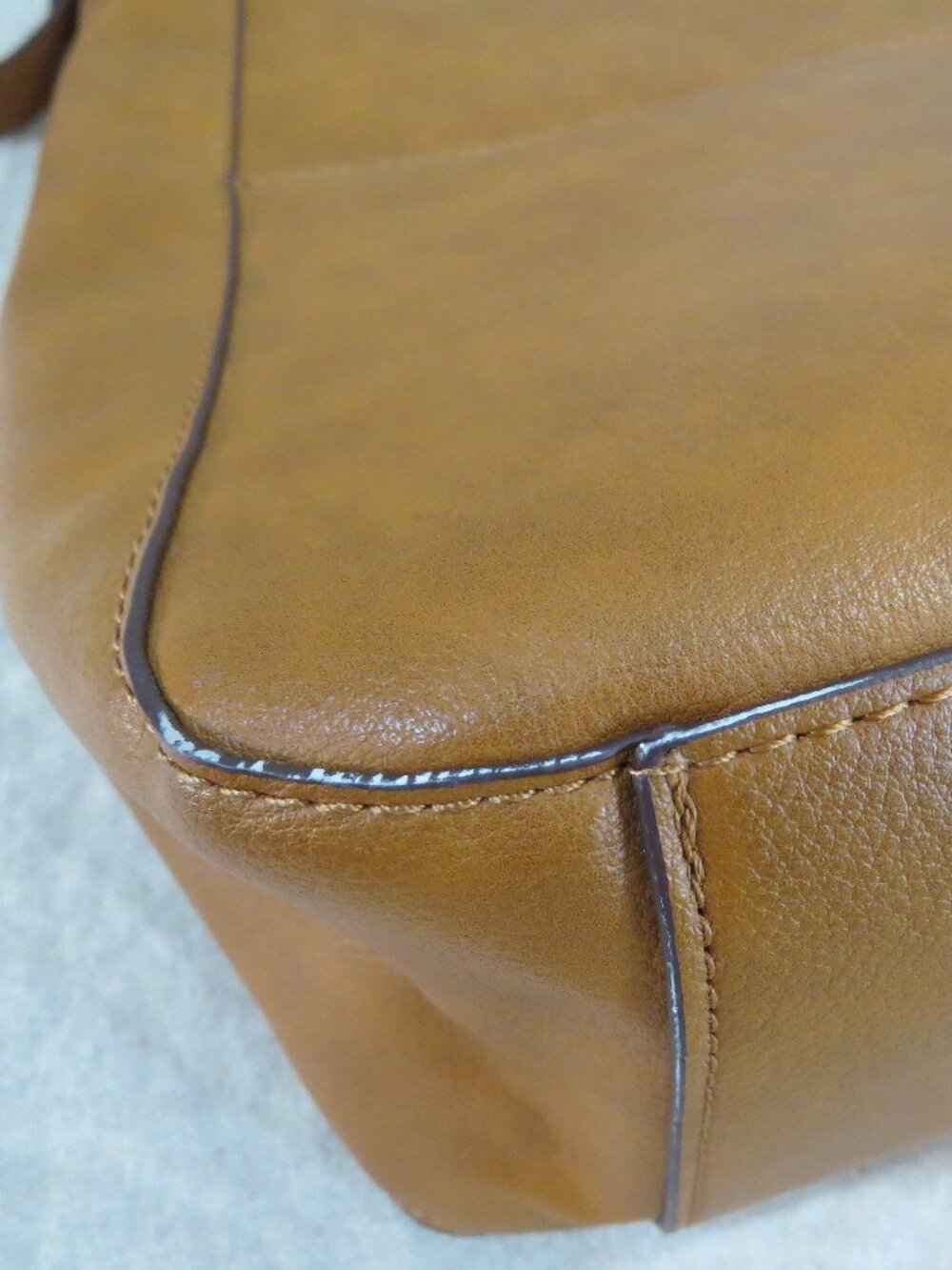 Lucky Brand Large Tan Faux Leather Tote Shoulder Crossbody Bag - Picture 13 of 16